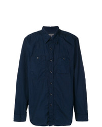 Мужская темно-синяя рубашка с длинным рукавом в горошек от Engineered Garments