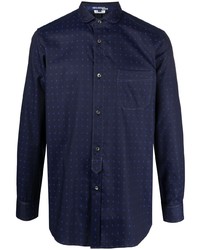 Мужская темно-синяя рубашка с длинным рукавом в горошек от Junya Watanabe MAN