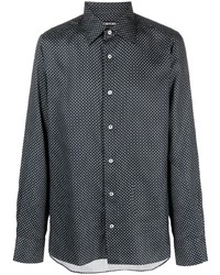 Мужская темно-синяя рубашка с длинным рукавом в горошек от Tom Ford