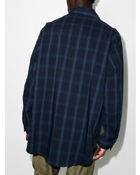 Мужская темно-синяя рубашка с длинным рукавом в клетку от WTAPS