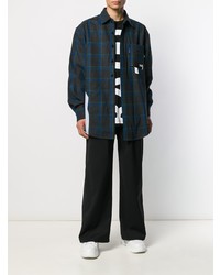 Мужская темно-синяя рубашка с длинным рукавом в клетку от Ader Error