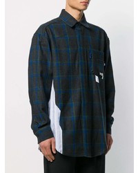 Мужская темно-синяя рубашка с длинным рукавом в клетку от Ader Error