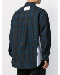 Мужская темно-синяя рубашка с длинным рукавом в клетку от Ader Error