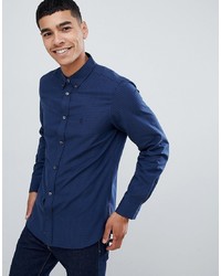 Мужская темно-синяя рубашка с длинным рукавом в мелкую клетку от French Connection