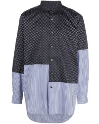 Мужская темно-синяя рубашка с длинным рукавом в стиле пэчворк от Engineered Garments