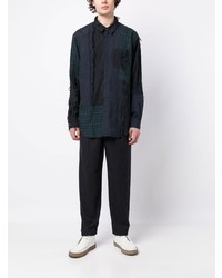 Мужская темно-синяя рубашка с длинным рукавом в стиле пэчворк от Engineered Garments