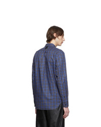 Мужская темно-синяя рубашка с длинным рукавом в шотландскую клетку от Tibi