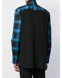 Мужская темно-синяя рубашка с длинным рукавом в шотландскую клетку от Givenchy