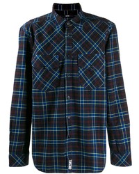 Мужская темно-синяя рубашка с длинным рукавом в шотландскую клетку от Diesel