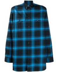 Мужская темно-синяя рубашка с длинным рукавом в шотландскую клетку от Givenchy