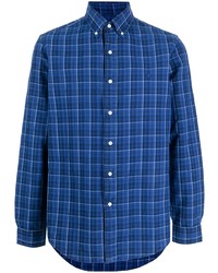 Мужская темно-синяя рубашка с длинным рукавом в шотландскую клетку от Polo Ralph Lauren