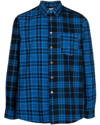 Мужская темно-синяя рубашка с длинным рукавом в шотландскую клетку от PS Paul Smith