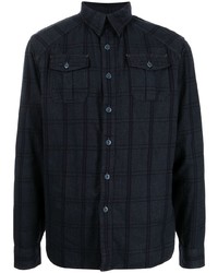 Мужская темно-синяя рубашка с длинным рукавом в шотландскую клетку от Ralph Lauren RRL