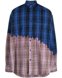 Мужская темно-синяя рубашка с длинным рукавом в шотландскую клетку от Vetements
