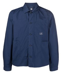 Мужская темно-синяя рубашка с длинным рукавом с вышивкой от C.P. Company