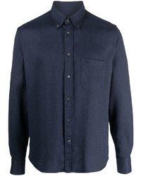 Мужская темно-синяя рубашка с длинным рукавом с вышивкой от Corneliani