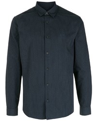 Мужская темно-синяя рубашка с длинным рукавом с принтом от Armani Exchange