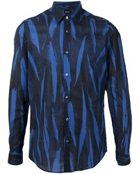 Мужская темно-синяя рубашка с длинным рукавом с принтом от BOSS