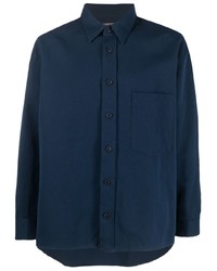 Мужская темно-синяя рубашка с длинным рукавом с принтом от Destin
