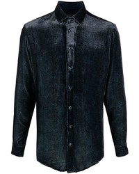 Мужская темно-синяя рубашка с длинным рукавом с принтом от Giorgio Armani