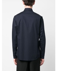 Мужская темно-синяя рубашка с длинным рукавом с принтом от Karl Lagerfeld