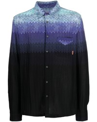 Мужская темно-синяя рубашка с длинным рукавом с узором зигзаг от Missoni