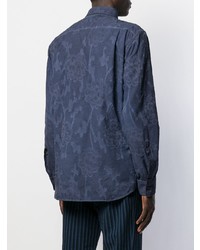Мужская темно-синяя рубашка с длинным рукавом с цветочным принтом от Vivienne Westwood