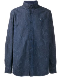 Мужская темно-синяя рубашка с длинным рукавом с цветочным принтом от Vivienne Westwood