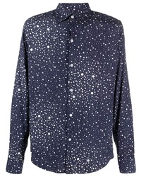 Мужская темно-синяя рубашка с длинным рукавом со звездами от FURSAC