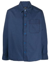 Мужская темно-синяя рубашка с длинным рукавом от A.P.C.