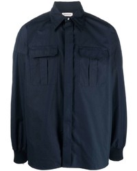 Мужская темно-синяя рубашка с длинным рукавом от Alexander McQueen