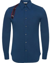 Мужская темно-синяя рубашка с длинным рукавом от Alexander McQueen