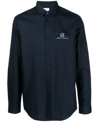 Мужская темно-синяя рубашка с длинным рукавом от Armani Exchange