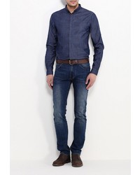 Мужская темно-синяя рубашка с длинным рукавом от Armani Jeans