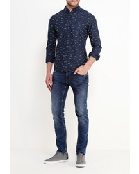 Мужская темно-синяя рубашка с длинным рукавом от Befree