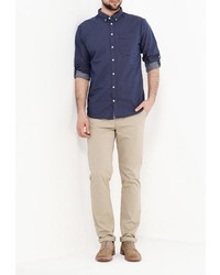 Мужская темно-синяя рубашка с длинным рукавом от BLEND