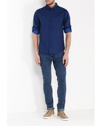 Мужская темно-синяя рубашка с длинным рукавом от BLEND