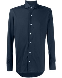 Мужская темно-синяя рубашка с длинным рукавом от Boglioli