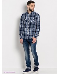 Мужская темно-синяя рубашка с длинным рукавом от Broadway