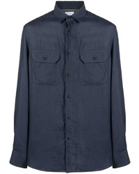 Мужская темно-синяя рубашка с длинным рукавом от Brunello Cucinelli
