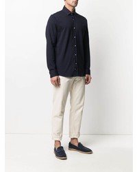 Мужская темно-синяя рубашка с длинным рукавом от Mp Massimo Piombo