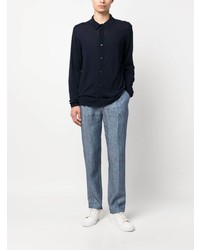 Мужская темно-синяя рубашка с длинным рукавом от Nuur