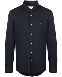 Мужская темно-синяя рубашка с длинным рукавом от Calvin Klein