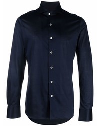 Мужская темно-синяя рубашка с длинным рукавом от Canali
