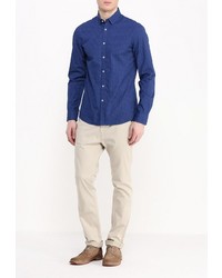 Мужская темно-синяя рубашка с длинным рукавом от Celio