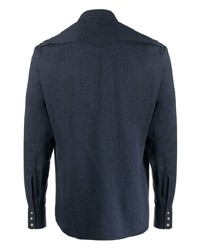 Мужская темно-синяя рубашка с длинным рукавом от Lardini