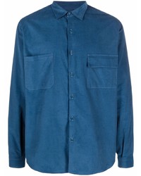 Мужская темно-синяя рубашка с длинным рукавом от Costumein