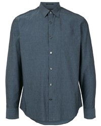 Мужская темно-синяя рубашка с длинным рукавом от D'urban