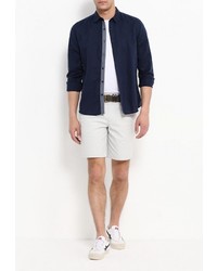 Мужская темно-синяя рубашка с длинным рукавом от Deblasio