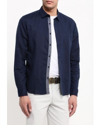 Мужская темно-синяя рубашка с длинным рукавом от Deblasio